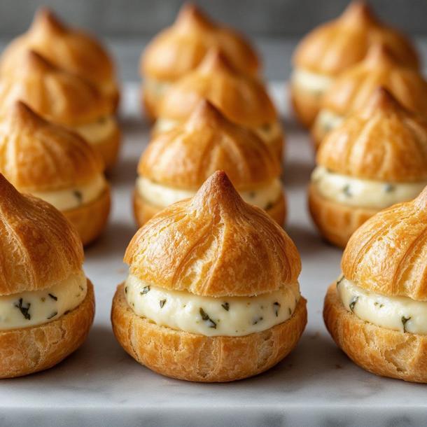 Профитроли с сыром и печеным чесноком